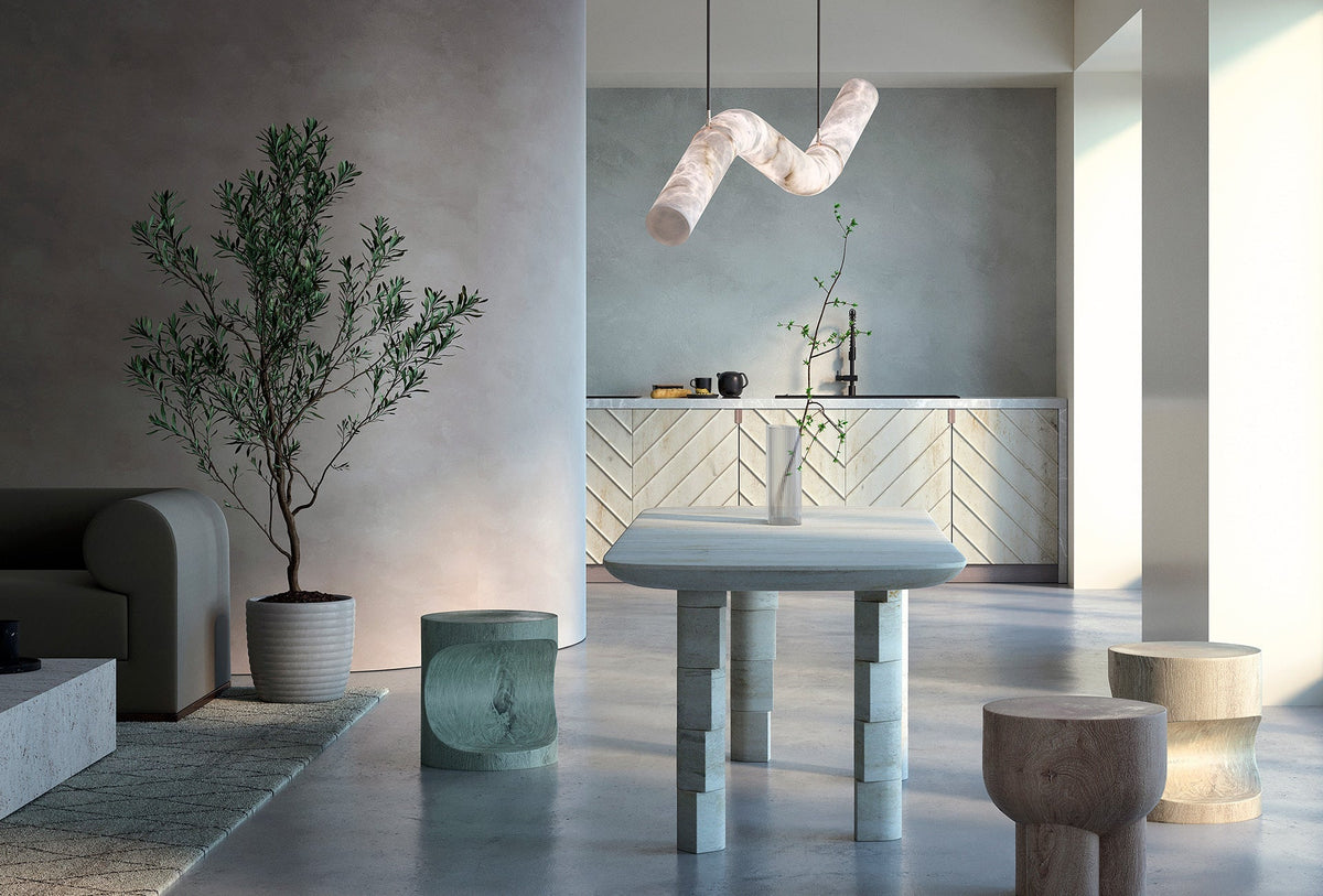 Alabaster Bent Tube Chandelier C - view 3