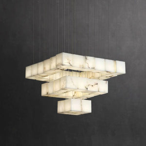 Alabaster Cube Foyer Staircase Long Chandelier - view 9