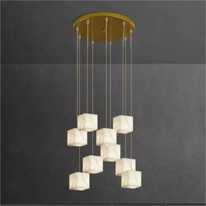 Alabaster Cube Foyer Staircase Long Chandelier - view 3