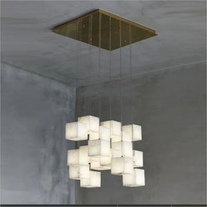 Alabaster Cube Foyer Staircase Long Chandelier - view 5