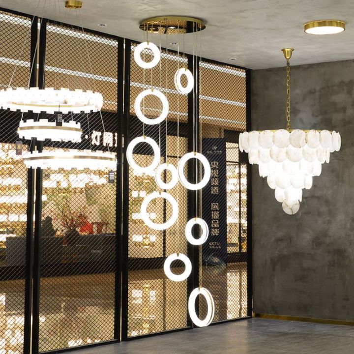 Alabaster Duplex Staircase Chandelier Light - view 6
