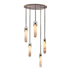 Alabaster Flint Additions Multi Light Pendant, Round Chandelier For staircase, Hallway - view 2