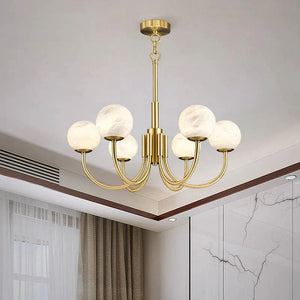 Sien Alabaster Modern Brass Chandelier - view 2
