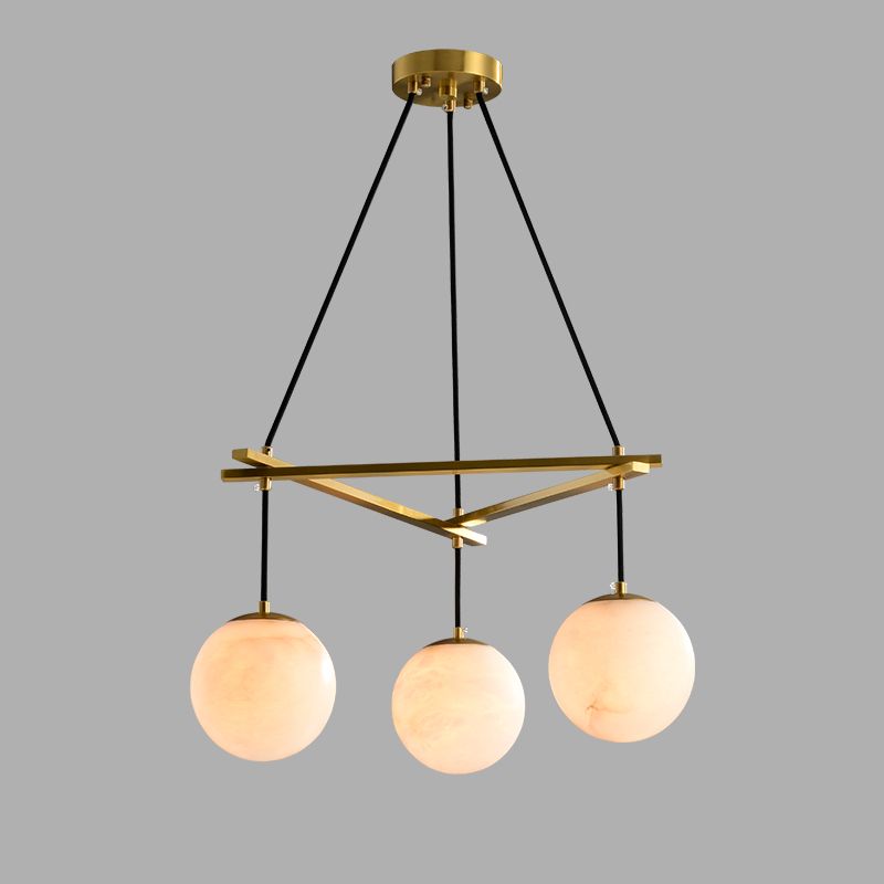 Sienna Alabaster Modern Round Chandelier, in brass & alabaster - view 2
