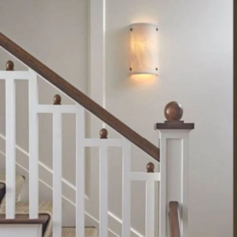 Alabaster Semi-Cylindrical Wall Sconce, chandelier