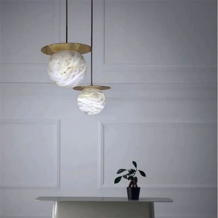 Alabaster Sphere Bedroom Pendant - view 3