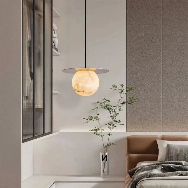 Alabaster Sphere Bedroom Pendant - view 4