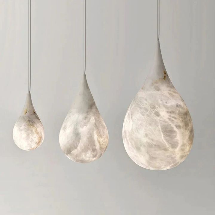 Alabaster Teardrop Single Pendant 7"D - view 2
