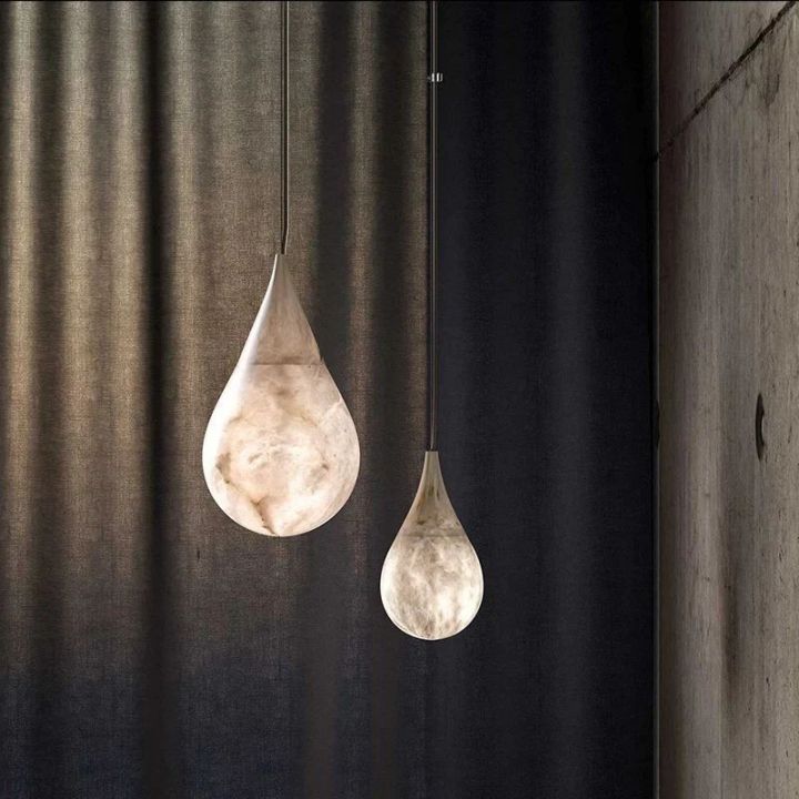 Alabaster Teardrop Single Pendant 7"D - view 4