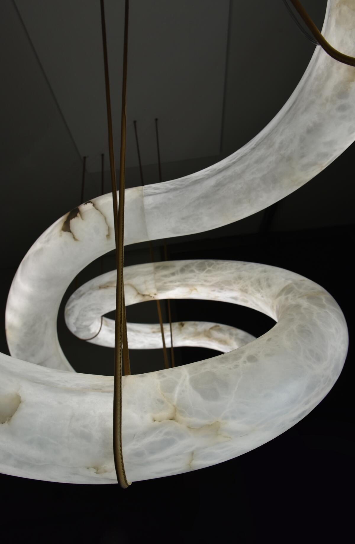 Alabaster Unique Curved Long Linear Chandelier - view 7