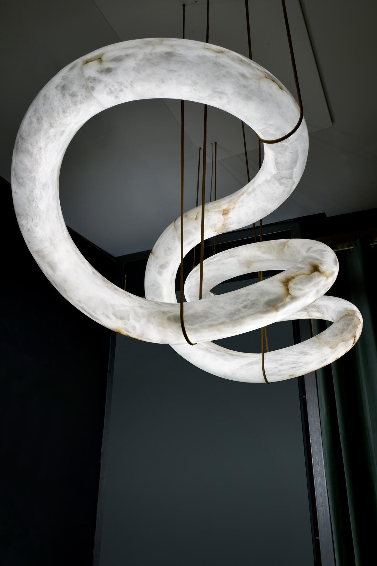 Alabaster Unique Curved Long Linear Chandelier - view 5