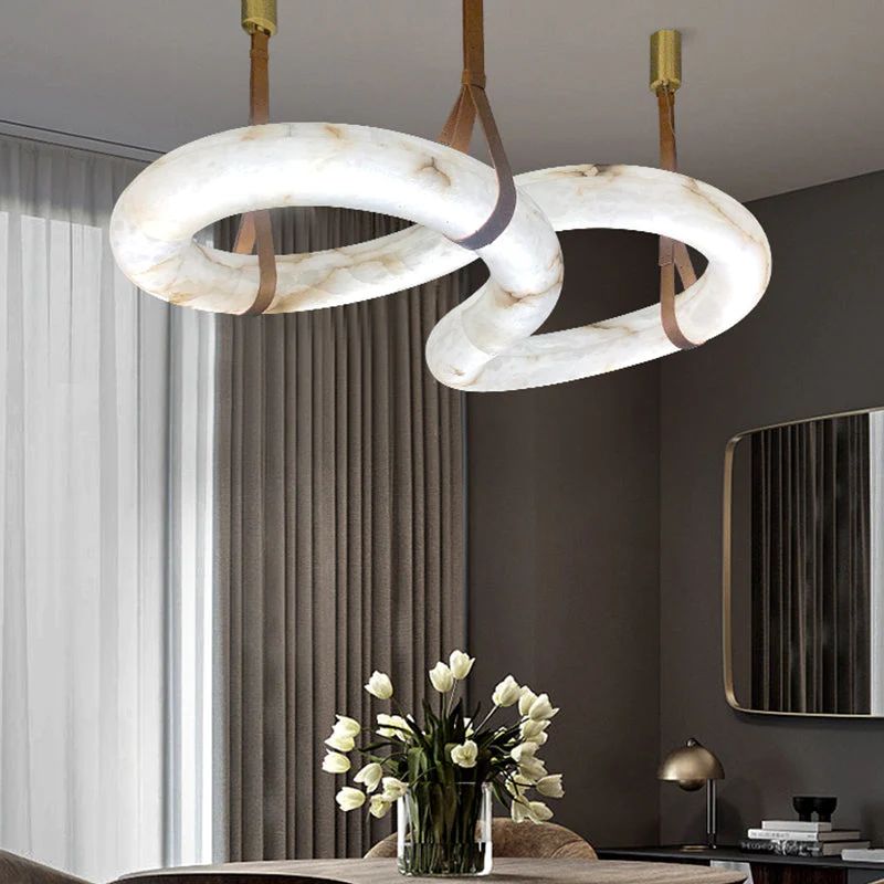 Alabaster Unique Curved Long Linear Chandelier - view 13
