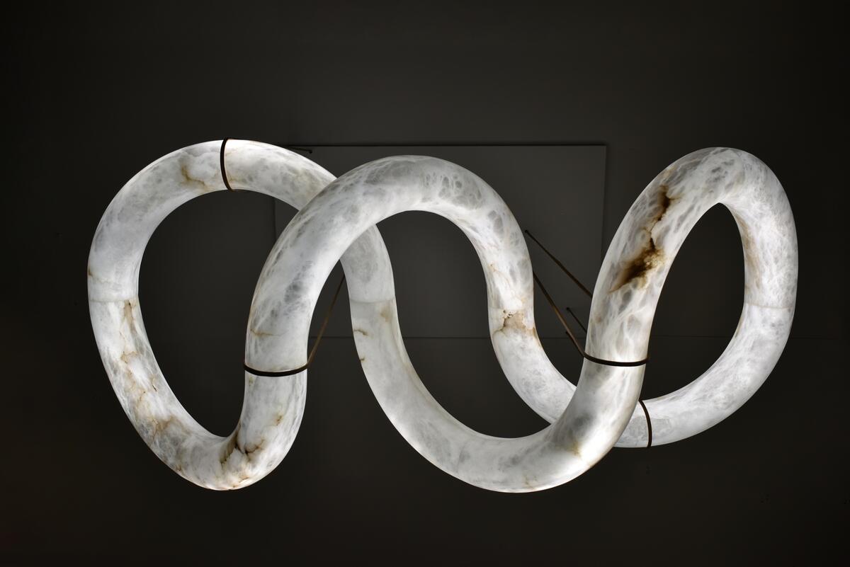 Alabaster Unique Curved Long Linear Chandelier - view 6
