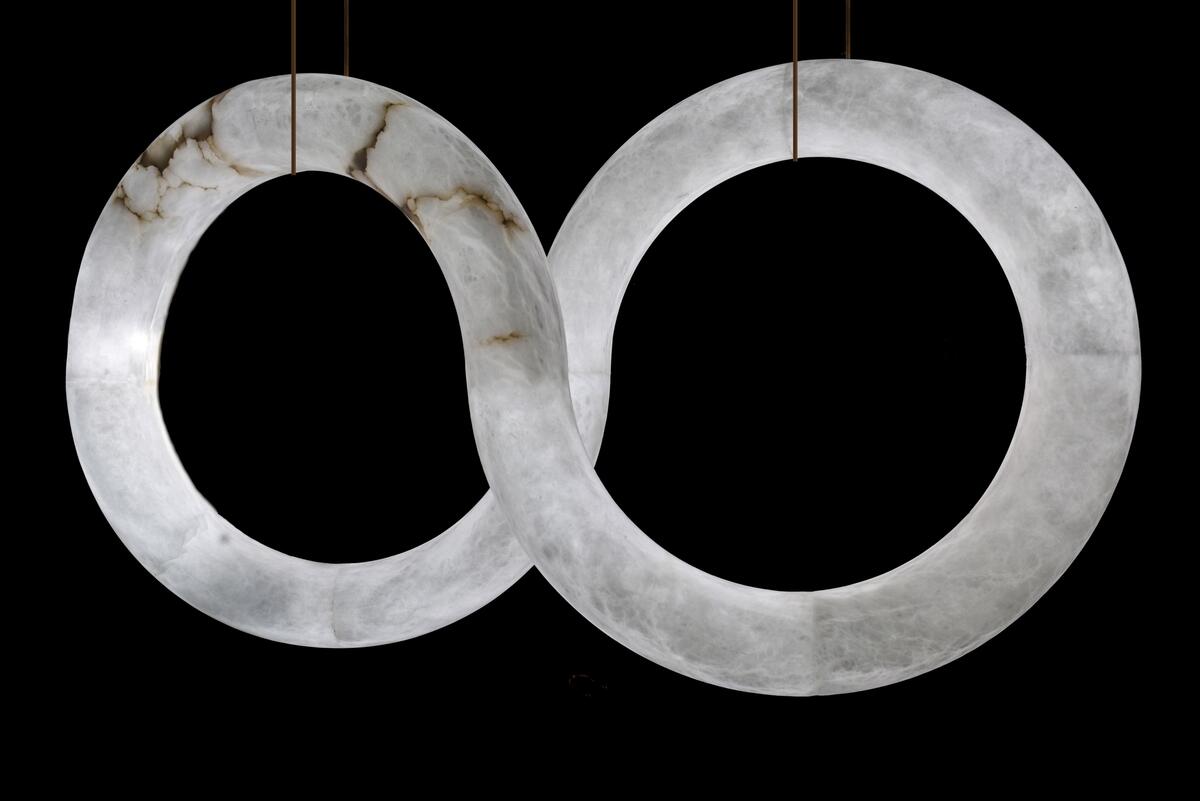 Alabaster Unique Curved Long Linear Chandelier - view 9