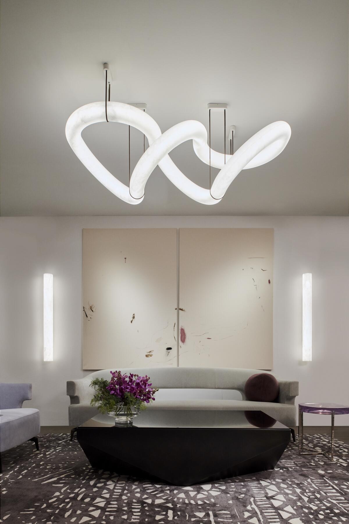 Alabaster Unique Curved Long Linear Chandelier - view 11