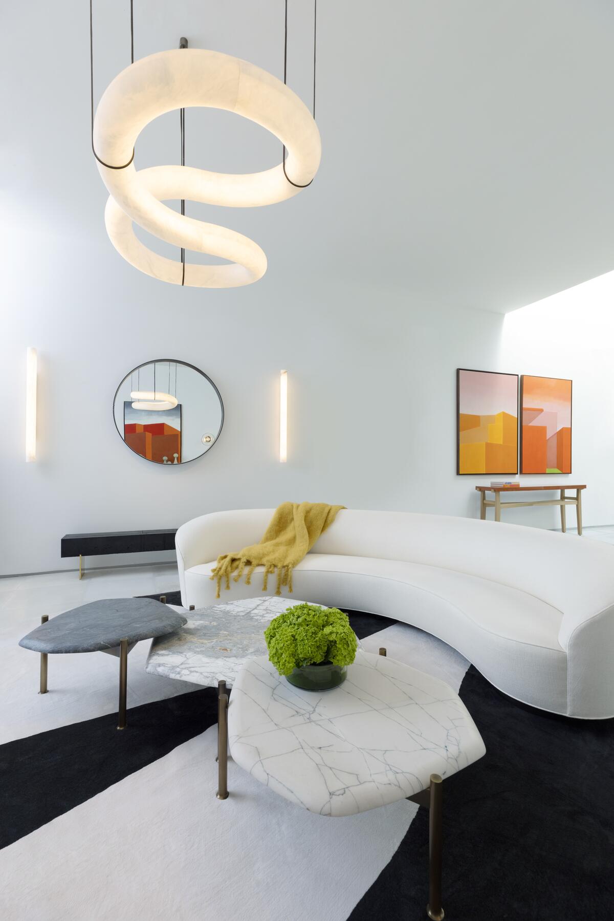 Alabaster Unique Curved Long Linear Chandelier - view 12