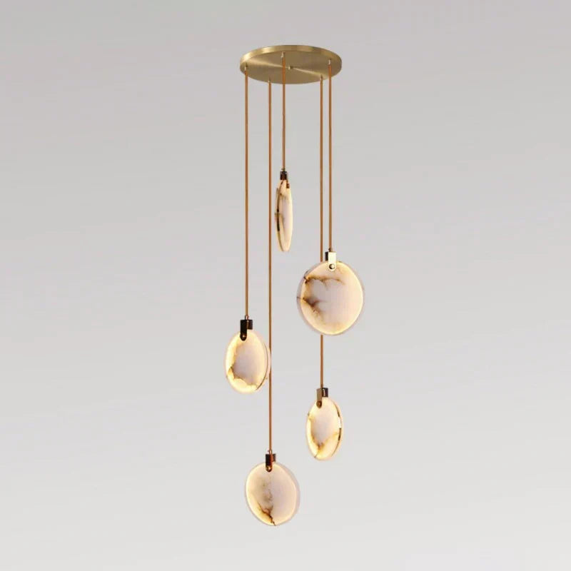 Modern Discs Alabaster Long Staircase Chandelier - view 15