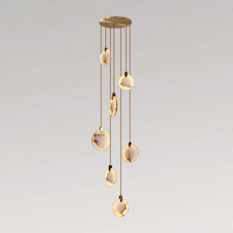 Modern Discs Alabaster Long Staircase Chandelier - view 16