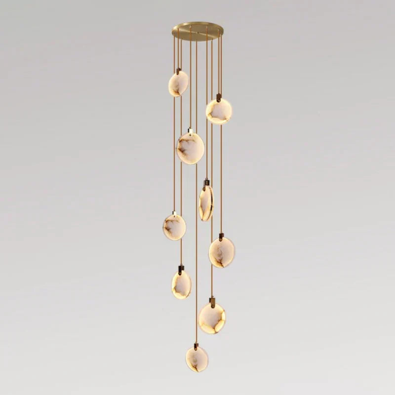 Modern Discs Alabaster Long Staircase Chandelier - view 17