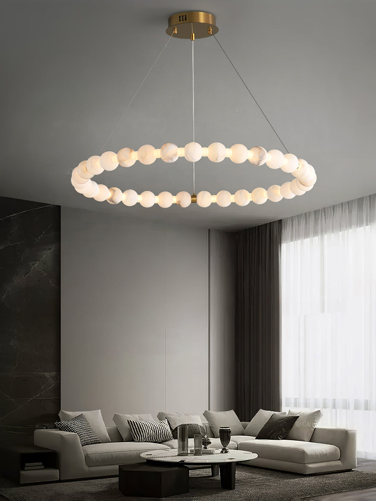 Alabaster Orb Ring Chandelier - view 11