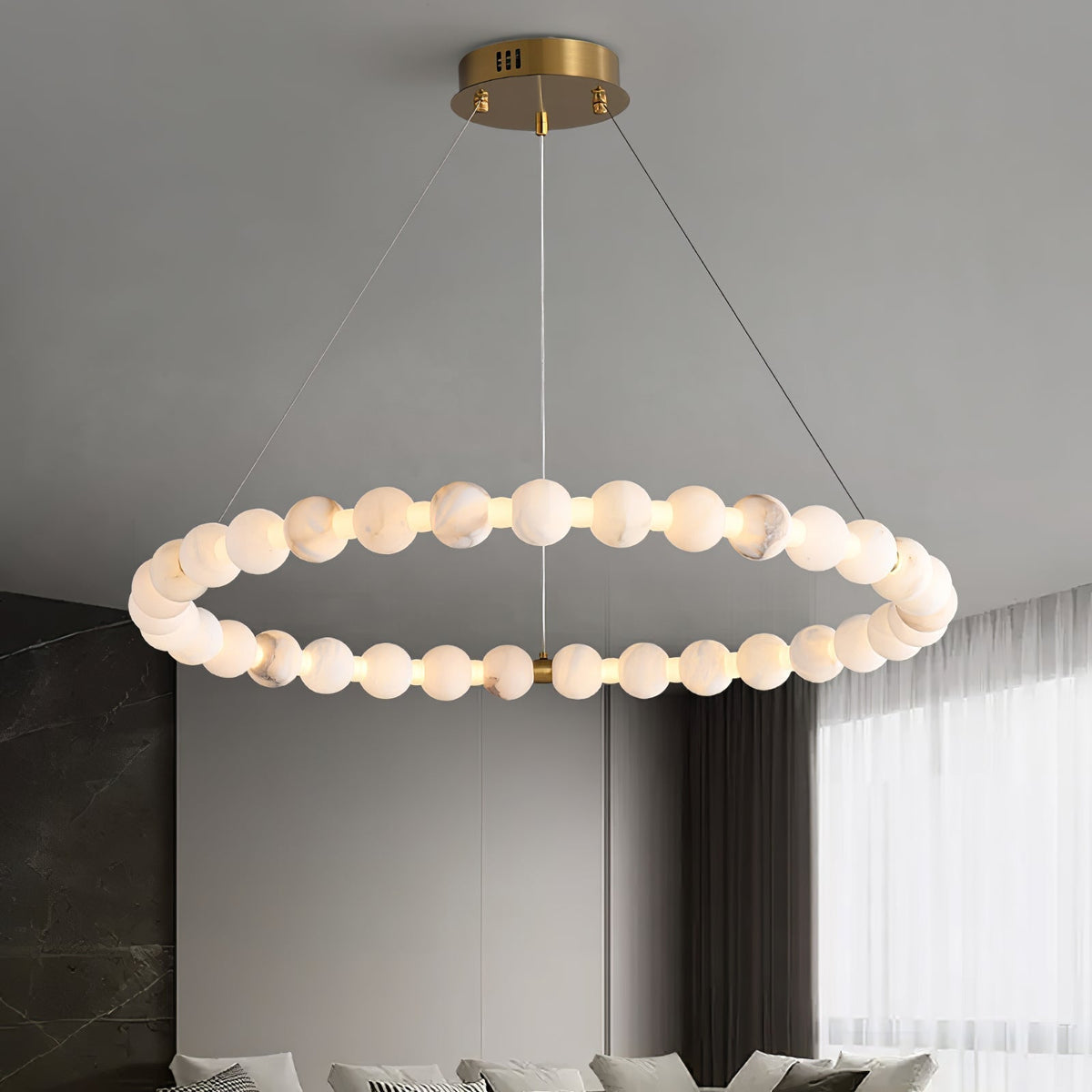 Alabaster Orb Ring Chandelier - view 2