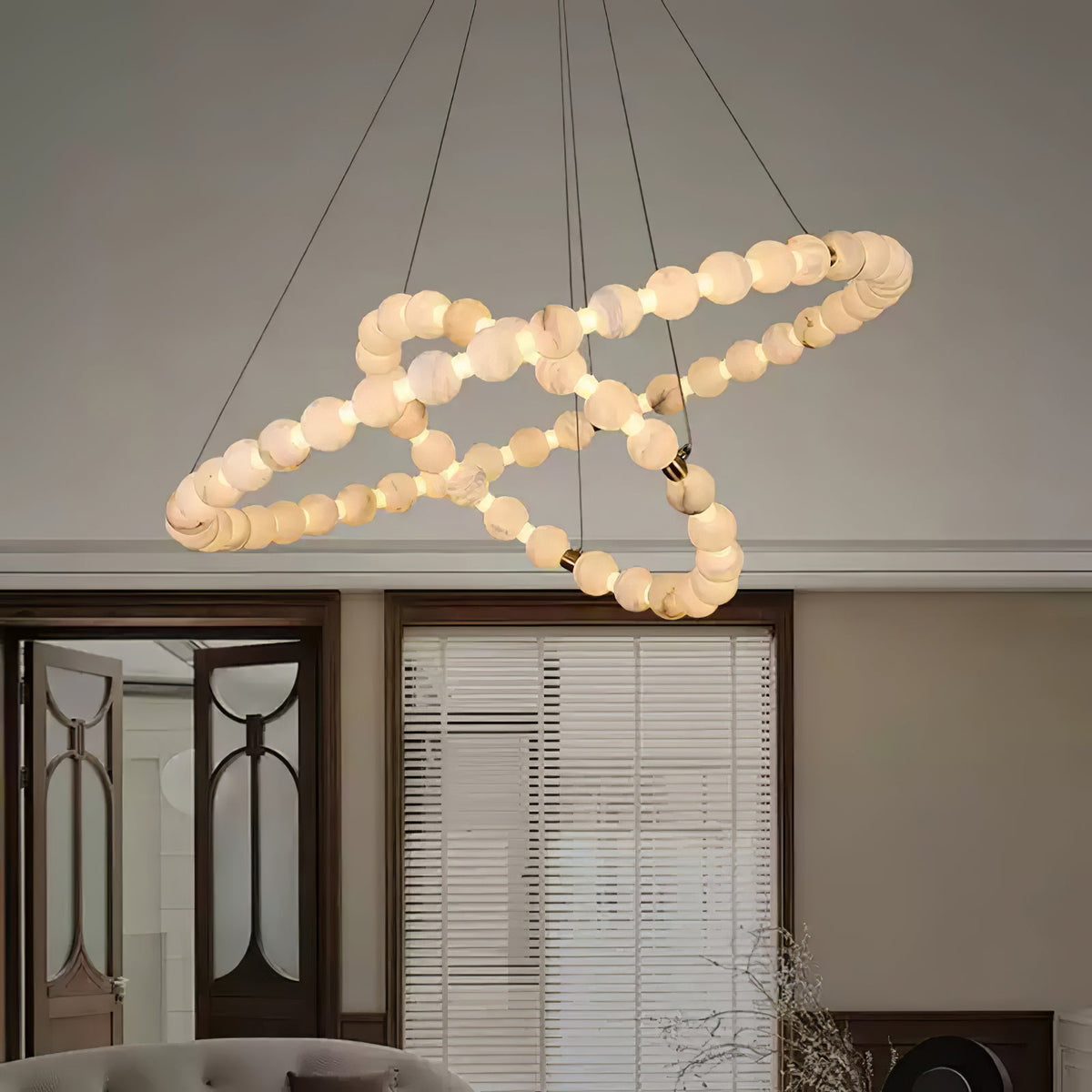 Alabaster Orb Ring Chandelier - view 4