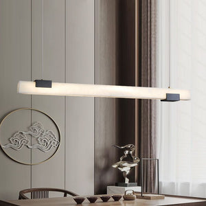 Alabaster Linear Dining Chandelier, in black & alabaster