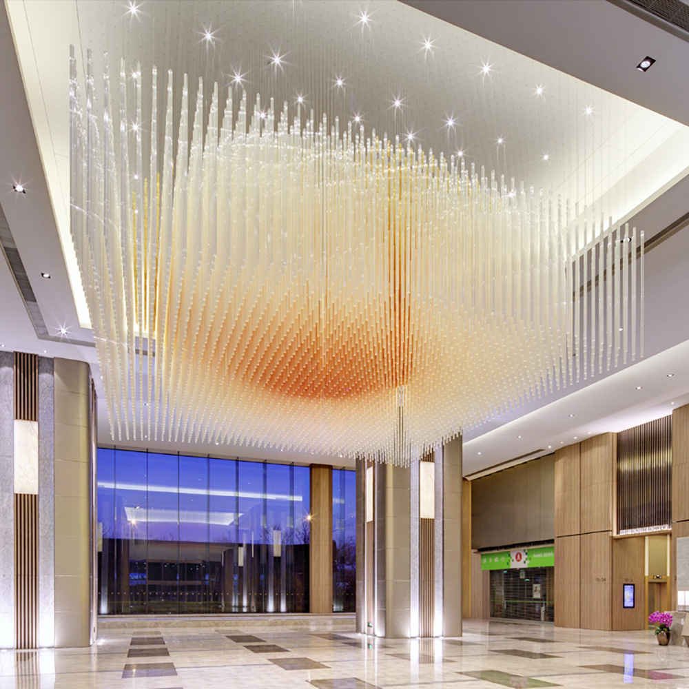 Amber glass tube chandelier, K9 crystal - view 7