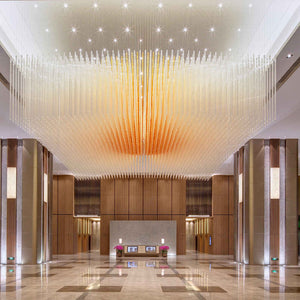 Amber glass tube chandelier, K9 crystal - view 4