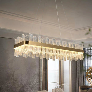 Sylvia Rectangular Glass Chandelier, Dinning Room Chandelier Lighting Fixture - view 2