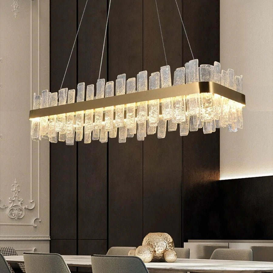 Sylvia Rectangular Glass Chandelier, Dinning Room Chandelier Lighting Fixture - view 5