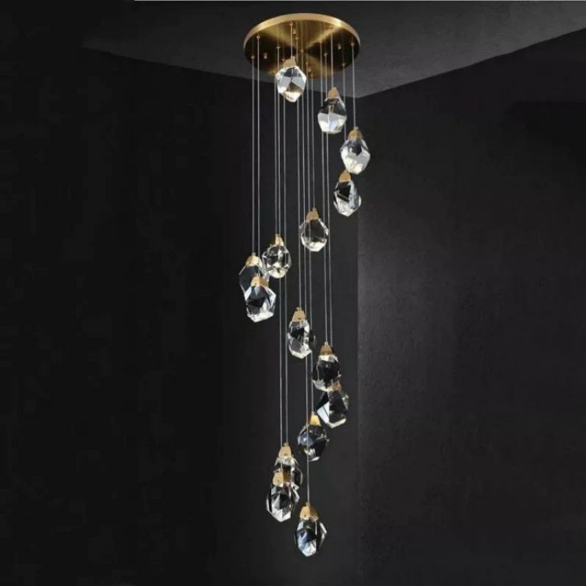 Nicole Faceted Crystal Prisms Chandeliers For Staircase - view 3