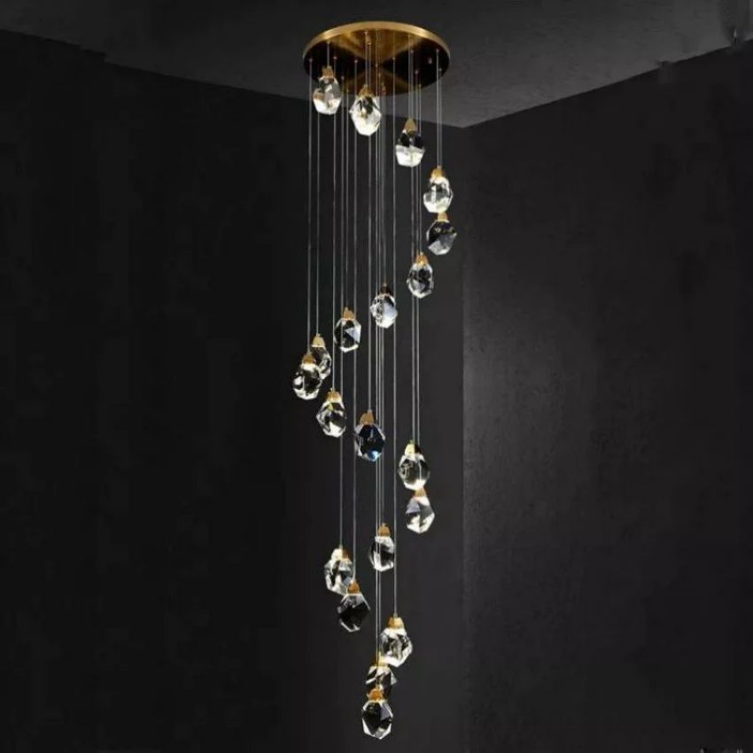 Nicole Faceted Crystal Prisms Chandeliers For Staircase - view 4