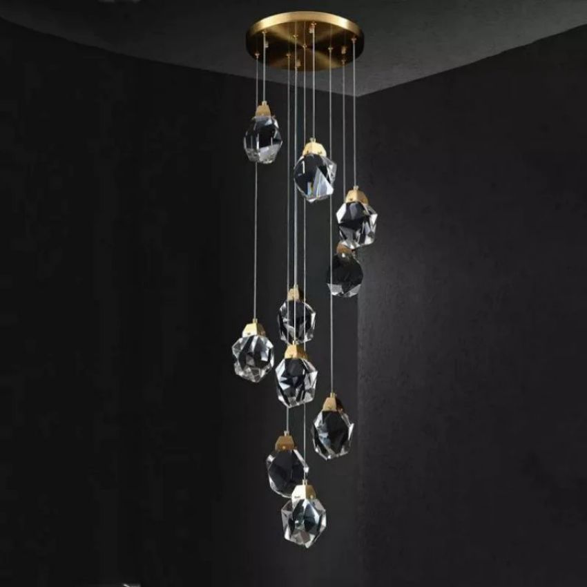Nicole Faceted Crystal Prisms Chandeliers For Staircase - view 2