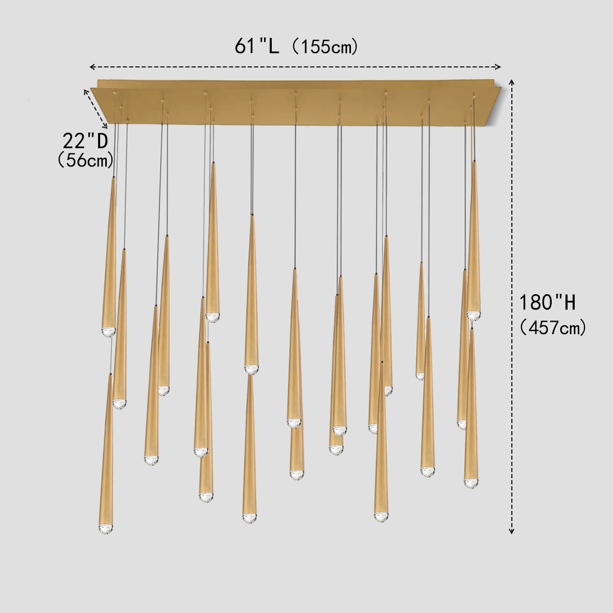 Alren Rectangle Tubular Chandelier, rectangular - view 2
