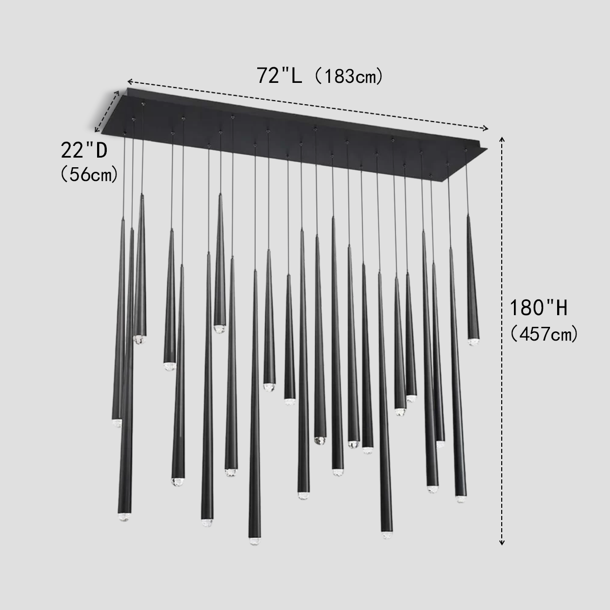 Alren Rectangle Tubular Chandelier, rectangular - view 6