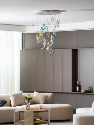 Galaxy Aqua Ripple Glass Meteor Shower Crystal Spiral Chandelier - view 12