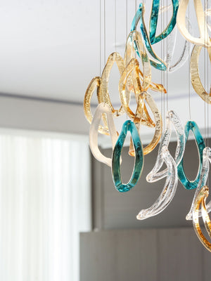 Galaxy Aqua Ripple Glass Meteor Shower Crystal Spiral Chandelier - view 13