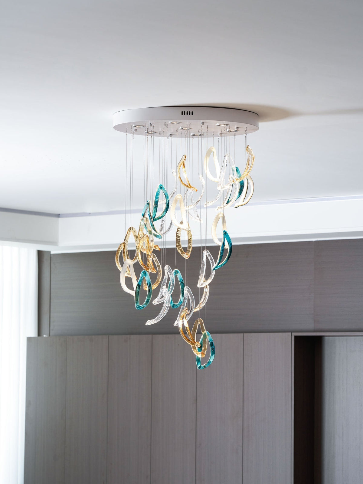 Galaxy Aqua Ripple Glass Meteor Shower Crystal Spiral Chandelier - view 14