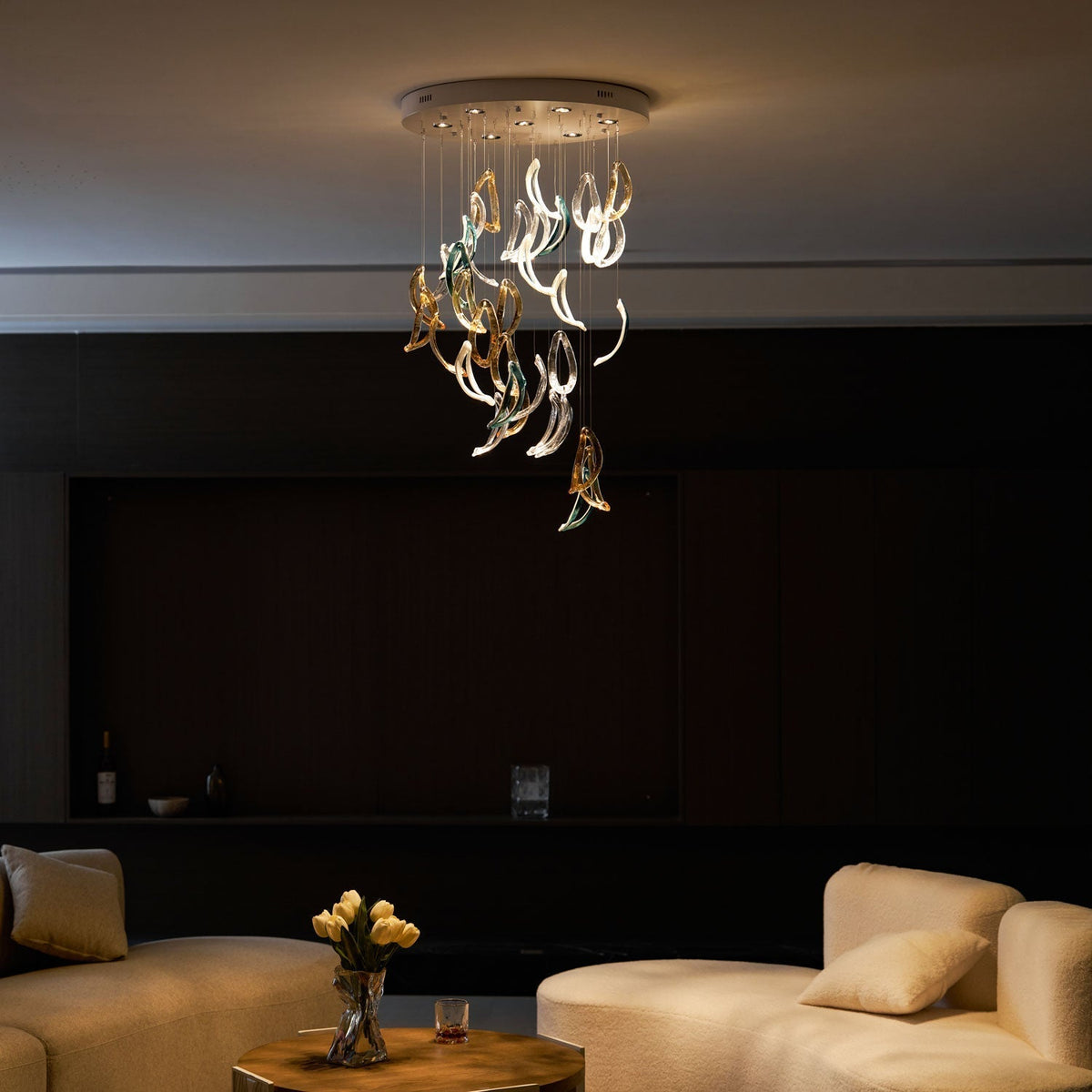 Galaxy Aqua Ripple Glass Meteor Shower Crystal Spiral Chandelier - view 17