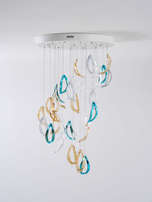 Galaxy Aqua Ripple Glass Meteor Shower Crystal Spiral Chandelier - view 27