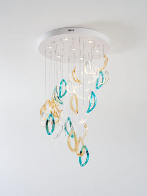 Galaxy Aqua Ripple Glass Meteor Shower Crystal Spiral Chandelier - view 25