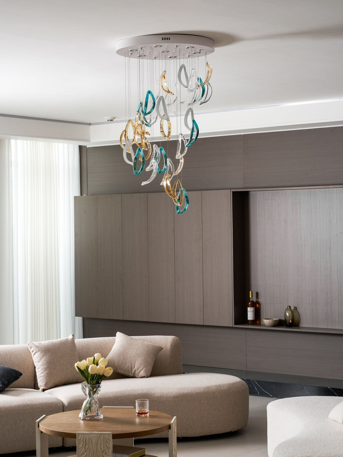 Galaxy Aqua Ripple Glass Meteor Shower Crystal Spiral Chandelier - view 20
