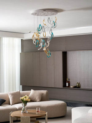 Galaxy Aqua Ripple Glass Meteor Shower Crystal Spiral Chandelier - view 20