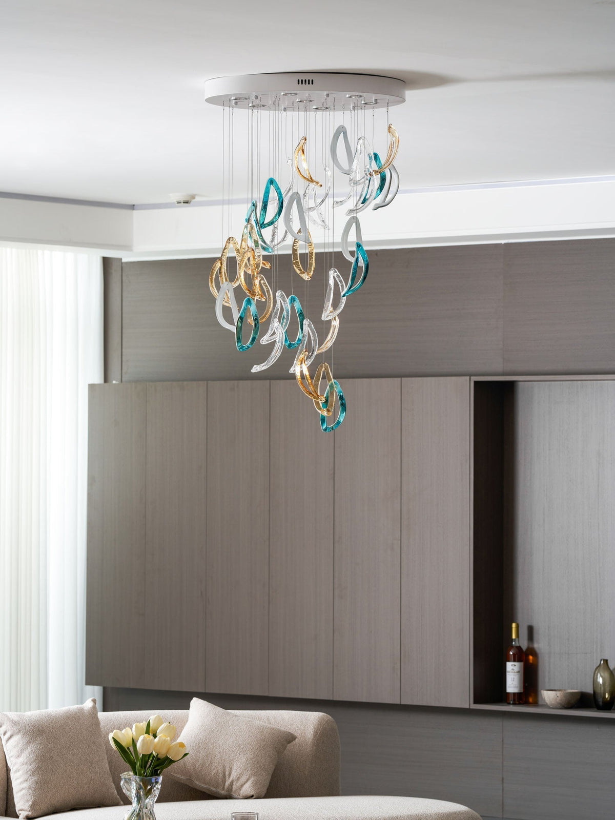 Galaxy Aqua Ripple Glass Meteor Shower Crystal Spiral Chandelier - view 11