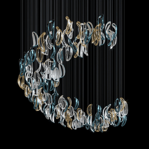 Galaxy Aqua Ripple Glass Meteor Shower Crystal Spiral Chandelier - view 6