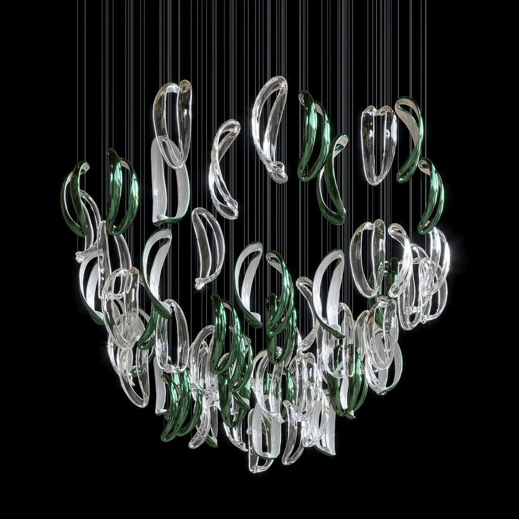 Galaxy Aqua Ripple Glass Meteor Shower Crystal Spiral Chandelier - view 7
