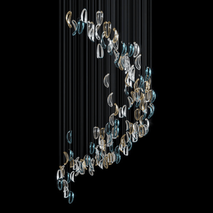Galaxy Aqua Ripple Glass Meteor Shower Crystal Spiral Chandelier - view 2