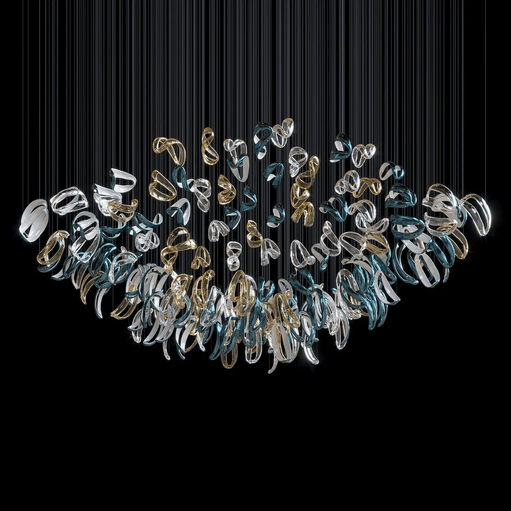 Galaxy Aqua Ripple Glass Meteor Shower Crystal Spiral Chandelier - view 3