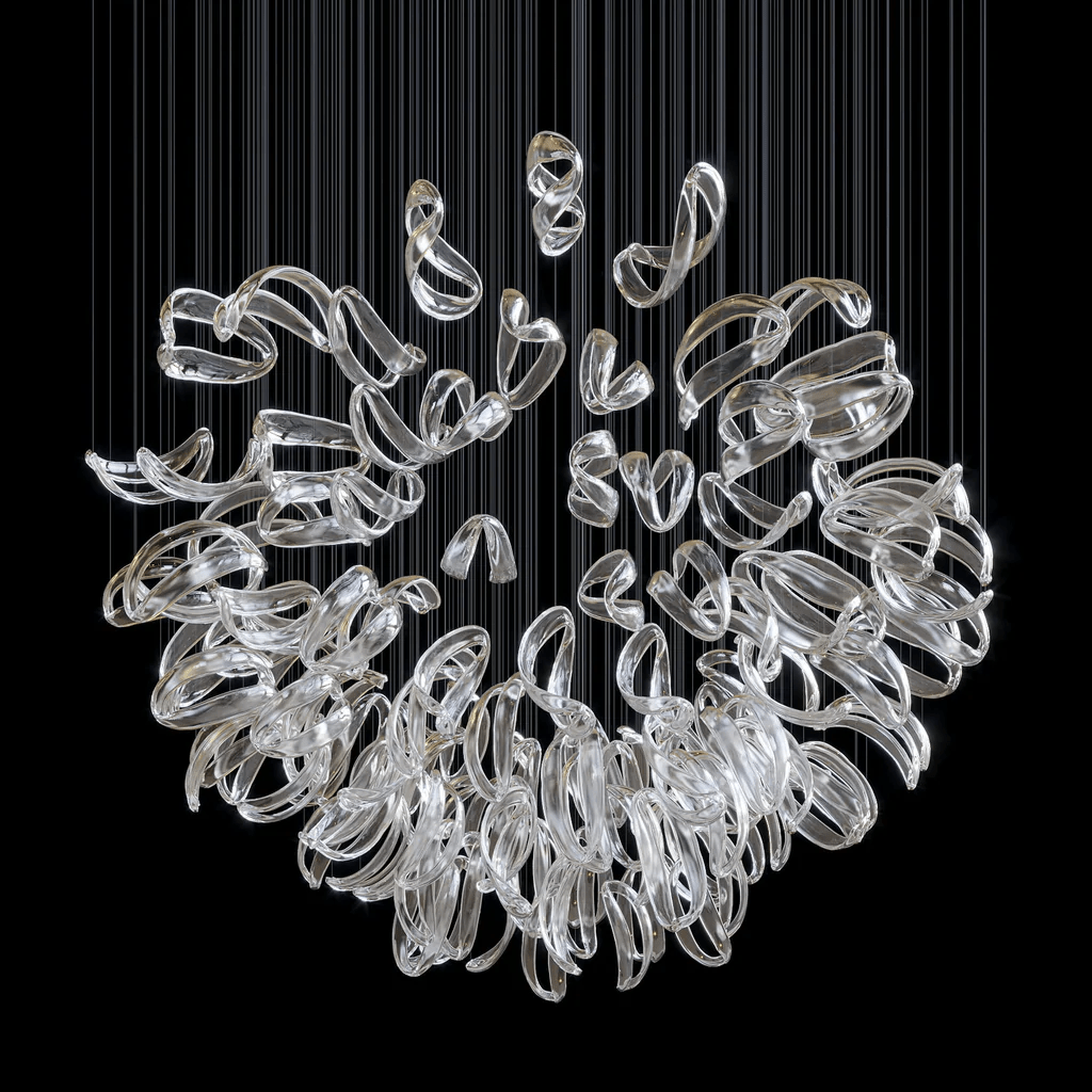 Galaxy Aqua Ripple Glass Meteor Shower Crystal Spiral Chandelier - view 4